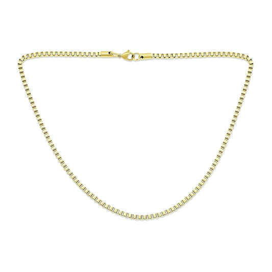 Masculine Venetian Box Necklace Yellow Gold Plated Stainless Steel 18 Inch 3MM